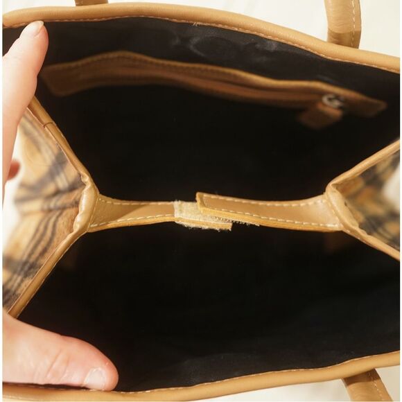 Abaco Paris Tan Black Tartan Wool Handbag - Picture 5 of 6